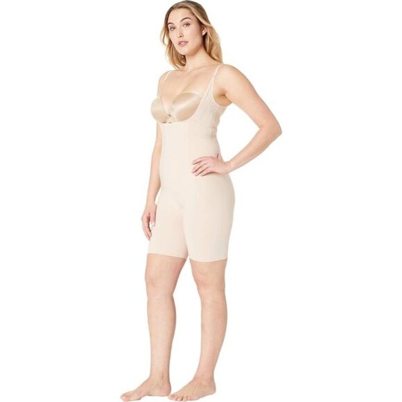 SPANX Thinstincts Open-Bust Mid-Thigh Bodysuit in Soft N*ude - Sz M - NWT - Picture 5 of 10
